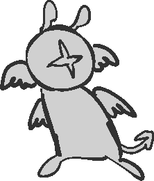 a grey grunt with head wings and normal wings, they also have a star on their face